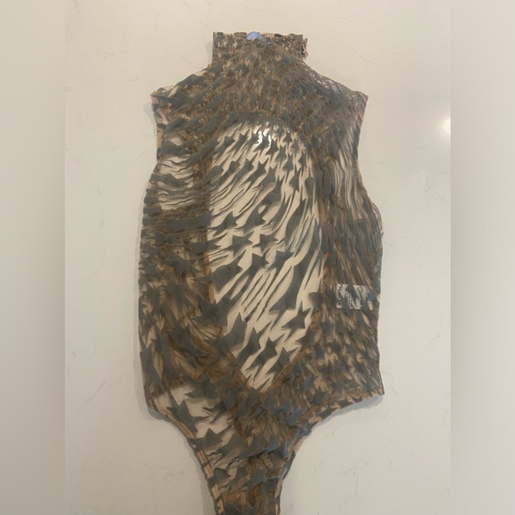 Mugler Beige and Gray Patterned Bodysuit - Picture 2 of 7